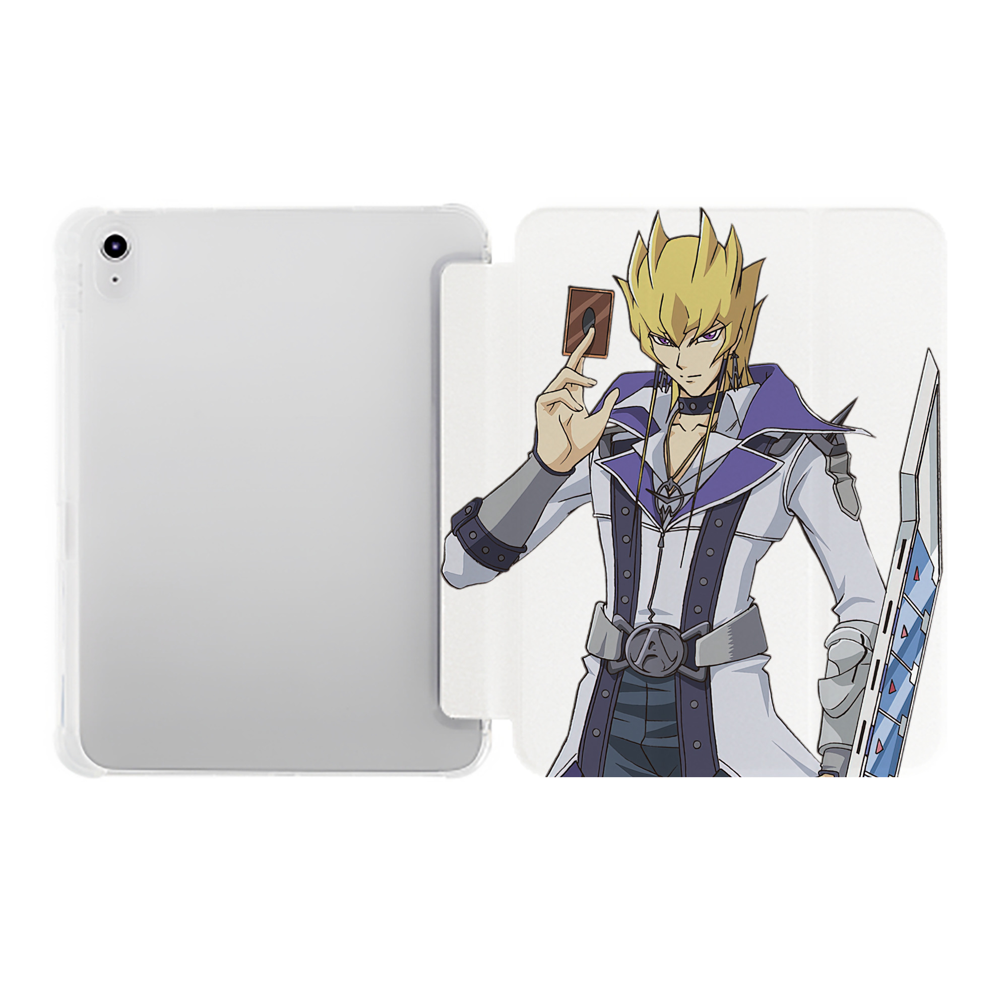 （画像用） 遊☆戯☆王 Yu-Gi-Oh! IPad ケース ペン収納付き 三つ折りスタンド PUレザー×シリコン 対応機種9.5/10.5/10.9インチ